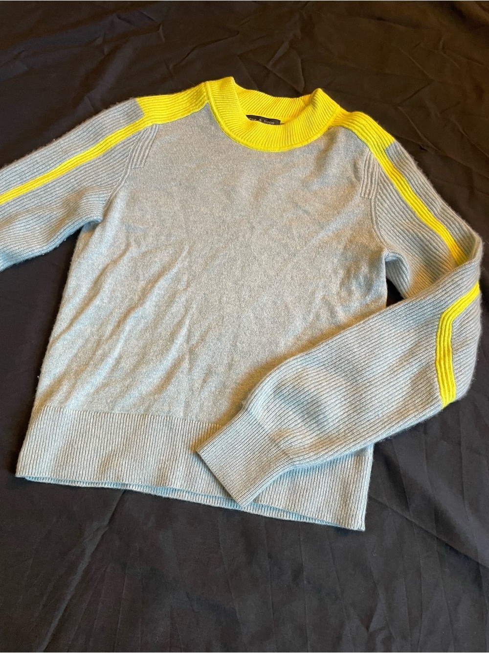 Rag & Bone Logan 100% Cashmere Ski Crew Sweater Seafoam Blue Yellow XS